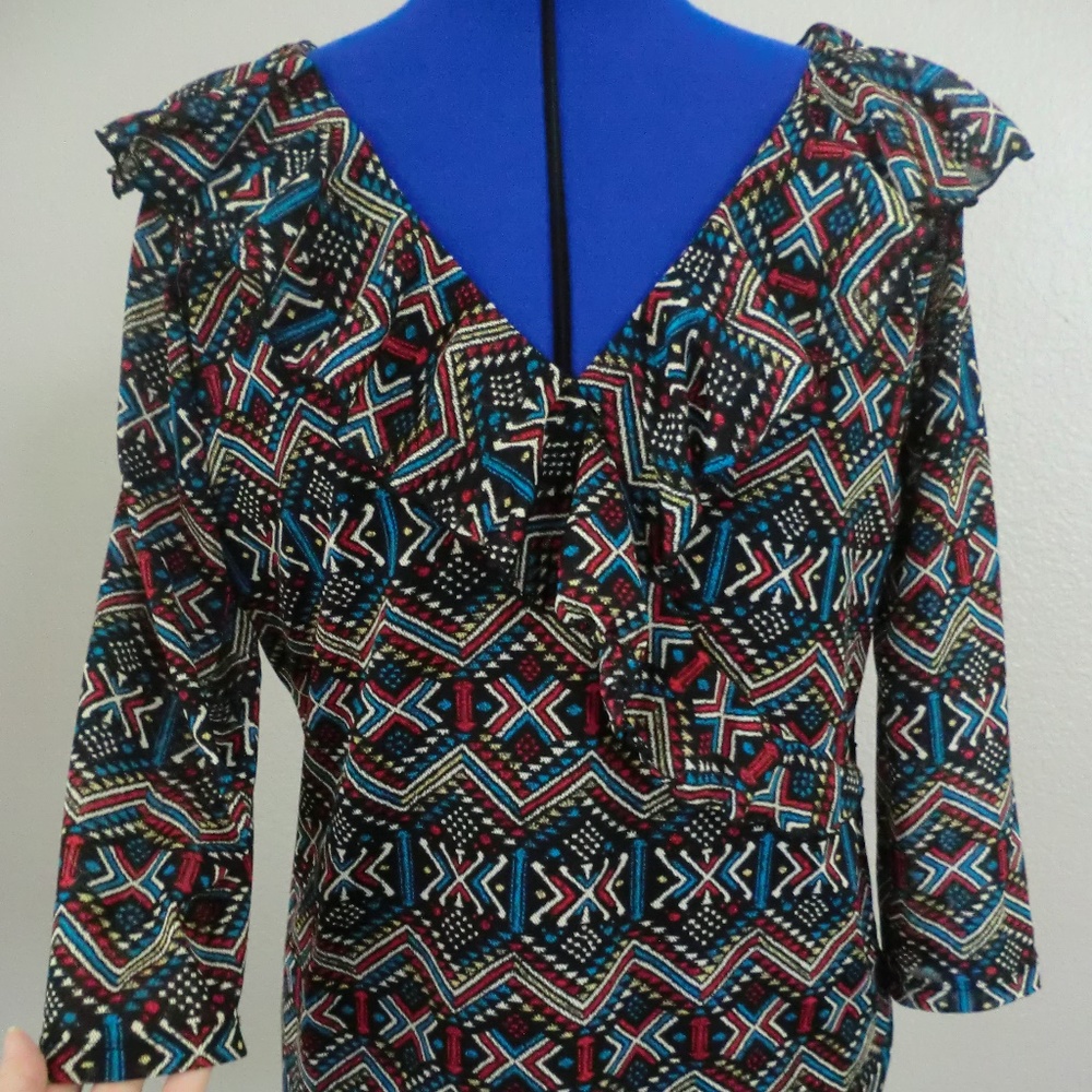 Chaps Size XL-Tunic-Top-Shirt-Blouse-Sheer 3/4Slev